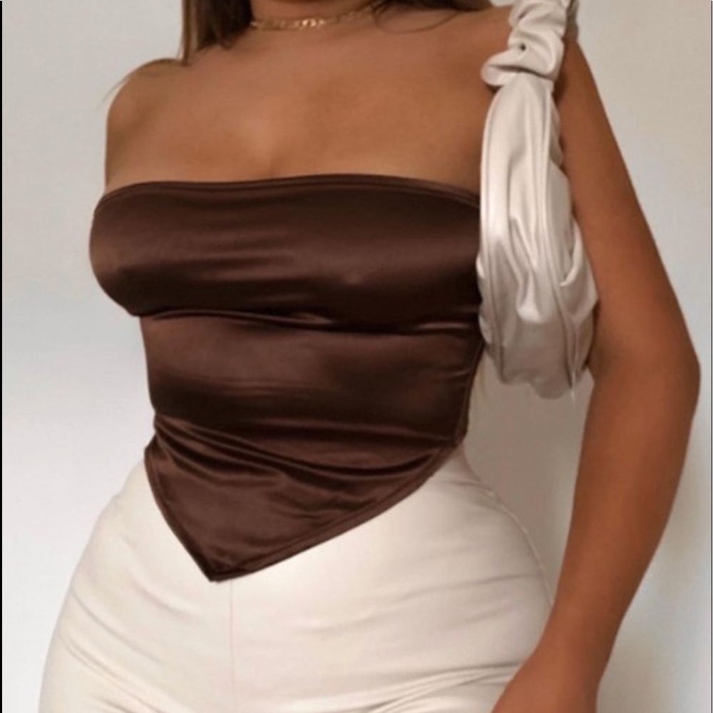 Sexy Satin tie strapless top - Picture 1 of 2